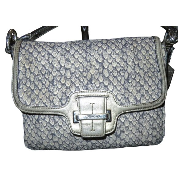 Coach 2013 Taylor Grey Snake Print Canvas & Leather trim Crossbody handbag - Picture 1 of 12